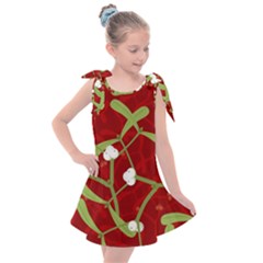Mistletoe Christmas Texture Advent Kids  Tie Up Tunic Dress