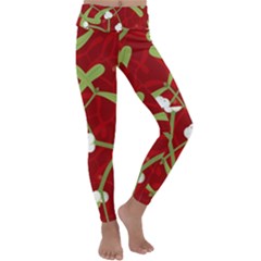 Mistletoe Christmas Texture Advent Kids  Lightweight Velour Classic Yoga Leggings