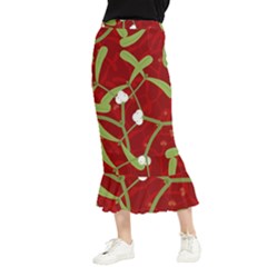 Mistletoe Christmas Texture Advent Maxi Fishtail Chiffon Skirt