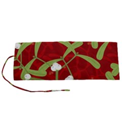 Mistletoe Christmas Texture Advent Roll Up Canvas Pencil Holder (s)