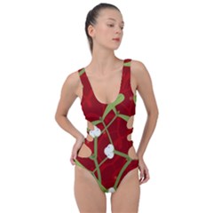Mistletoe Christmas Texture Advent Side Cut Out Swimsuit