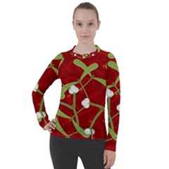 Mistletoe Christmas Texture Advent Women s Pique Long Sleeve T-shirt