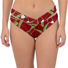 Mistletoe Christmas Texture Advent Double Strap Halter Bikini Bottoms by Hannah976