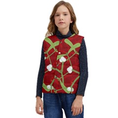 Mistletoe Christmas Texture Advent Kid s Button Up Puffer Vest	