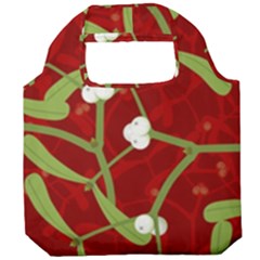 Mistletoe Christmas Texture Advent Foldable Grocery Recycle Bag