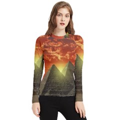 Pyramids Egypt Monument Landmark Sunrise Sunset Egyptian Women s Long Sleeve Rash Guard