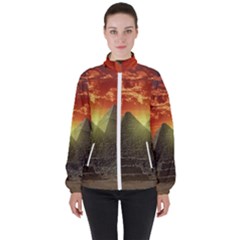 Pyramids Egypt Monument Landmark Sunrise Sunset Egyptian Women s High Neck Windbreaker by Proyonanggan