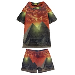 Pyramids Egypt Monument Landmark Sunrise Sunset Egyptian Kids  Swim T-shirt And Shorts Set by Proyonanggan