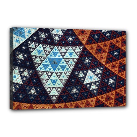 Fractal Triangle Geometric Abstract Pattern Canvas 18  X 12  (stretched)