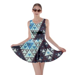 Fractal Triangle Geometric Abstract Pattern Skater Dress