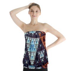 Fractal Triangle Geometric Abstract Pattern Strapless Top