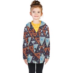 Fractal Triangle Geometric Abstract Pattern Kids  Double Breasted Button Coat
