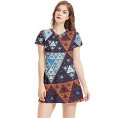 Fractal Triangle Geometric Abstract Pattern Women s Sports Skirt