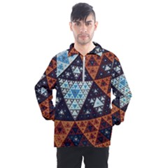 Fractal Triangle Geometric Abstract Pattern Men s Half Zip Pullover