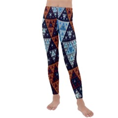 Fractal Triangle Geometric Abstract Pattern Kids  Lightweight Velour Leggings