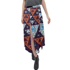 Fractal Triangle Geometric Abstract Pattern Velour Split Maxi Skirt