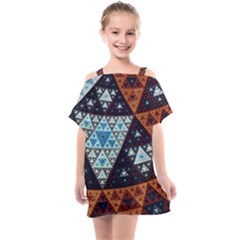 Fractal Triangle Geometric Abstract Pattern Kids  One Piece Chiffon Dress