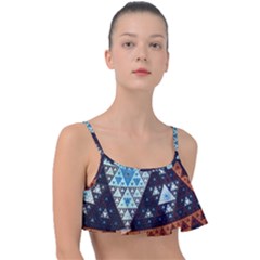 Fractal Triangle Geometric Abstract Pattern Frill Bikini Top