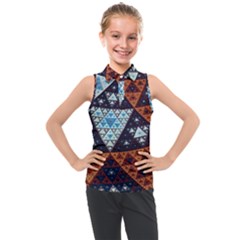 Fractal Triangle Geometric Abstract Pattern Kids  Sleeveless Polo T-shirt