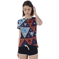 Fractal Triangle Geometric Abstract Pattern Short Sleeve Open Back T-shirt