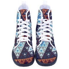 Fractal Triangle Geometric Abstract Pattern Kid s High-top Canvas Sneakers