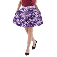 Purple Flowers 001 Purple Flowers 02 A-line Pocket Skirt