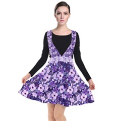 Purple Flowers 001 Purple Flowers 02 Plunge Pinafore Dress