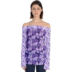 Purple Flowers 001 Purple Flowers 02 Off Shoulder Long Sleeve Top