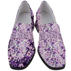 Purple Flowers 001 Purple Flowers 02 Women s Chunky Heel Loafers by DinkovaArt