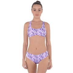 Purple Flowers 001 Criss Cross Bikini Set