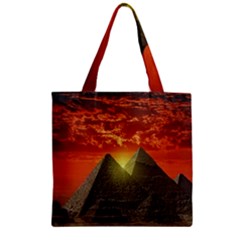 Pyramids Egypt Monument Landmark Sunrise Sunset Egyptian Zipper Grocery Tote Bag