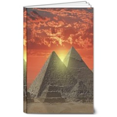 Pyramids Egypt Monument Landmark Sunrise Sunset Egyptian 8  X 10  Softcover Notebook by Proyonanggan