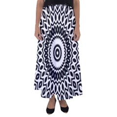 Circular Concentric Radial Symmetry Abstract Flared Maxi Skirt