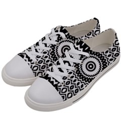 Circular Concentric Radial Symmetry Abstract Men s Low Top Canvas Sneakers