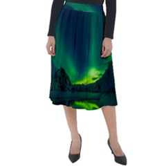 Iceland Aurora Borealis Classic Velour Midi Skirt 