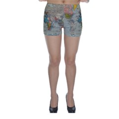 Vintage World Map Skinny Shorts