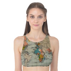 Vintage World Map Tank Bikini Top by Proyonanggan