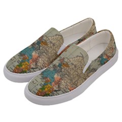 Vintage World Map Men s Canvas Slip Ons