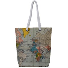 Vintage World Map Full Print Rope Handle Tote (small) by Proyonanggan