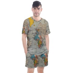 Vintage World Map Men s Mesh T-shirt And Shorts Set