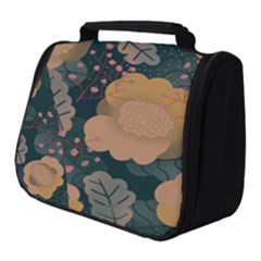 Flower Patterns Pattern Beige Green Full Print Travel Pouch (small)