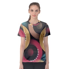 Circle Colorful Shine Line Pattern Geometric Women s Sport Mesh T-shirt