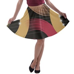 Circle Colorful Shine Line Pattern Geometric A-line Skater Skirt