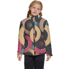 Circle Colorful Shine Line Pattern Geometric Kids  Puffer Bubble Jacket Coat by Proyonanggan