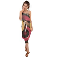 Circle Colorful Shine Line Pattern Geometric Waist Tie Cover Up Chiffon Dress