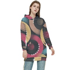 Circle Colorful Shine Line Pattern Geometric Women s Long Oversized Pullover Hoodie