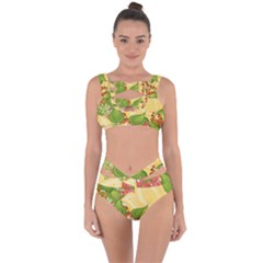 Pattern Texture Leaves Bandaged Up Bikini Set 