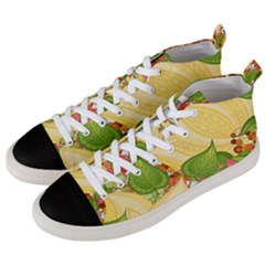 Pattern Texture Leaves Men s Mid-top Canvas Sneakers