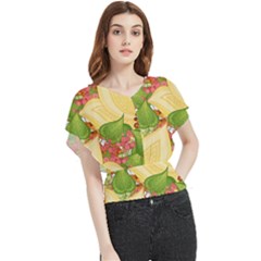 Pattern Texture Leaves Butterfly Chiffon Blouse