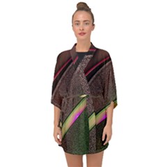 Texture Abstract Curve  Pattern Red Half Sleeve Chiffon Kimono